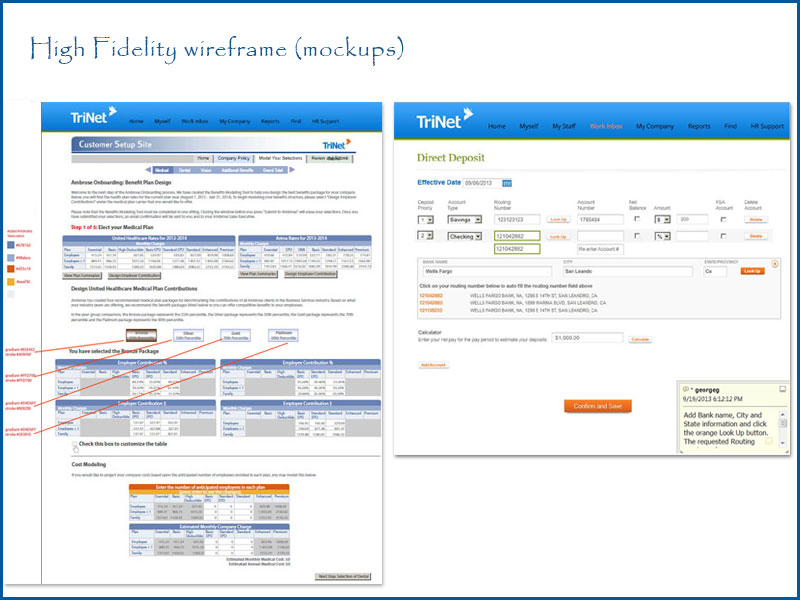 High Fedelity wireframe